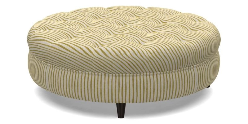 Helmsley Round Footstool in Linwood Omega Velvet Navy