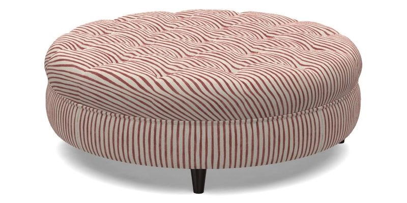 Helmsley Round Footstool in Linwood Omega Velvet Navy