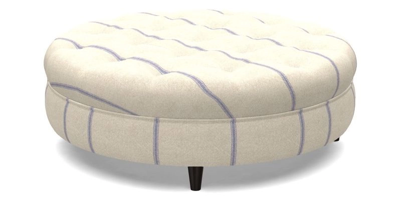 Helmsley Round Footstool in Linwood Omega Velvet Navy