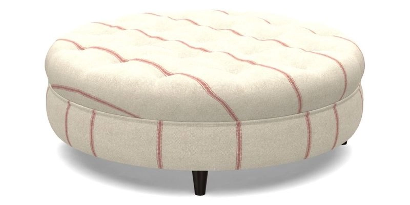 Helmsley Round Footstool in Linwood Omega Velvet Navy