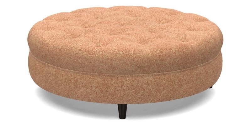 Helmsley Round Footstool in Linwood Omega Velvet Navy