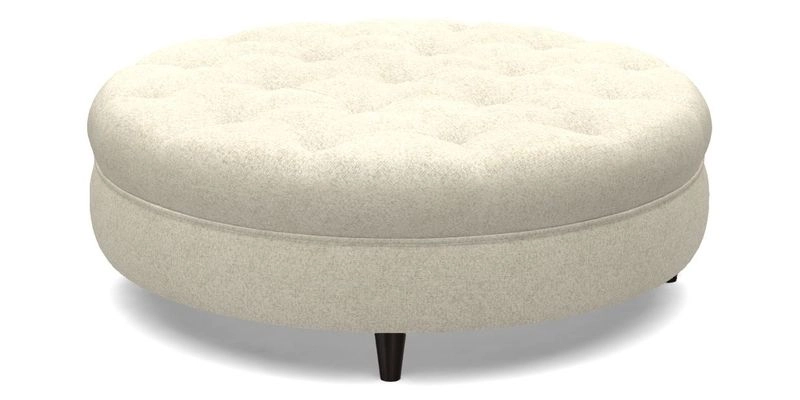 Helmsley Round Footstool in Linwood Omega Velvet Navy