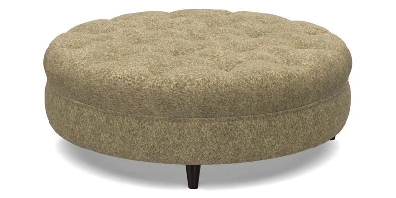 Helmsley Round Footstool in Linwood Omega Velvet Navy