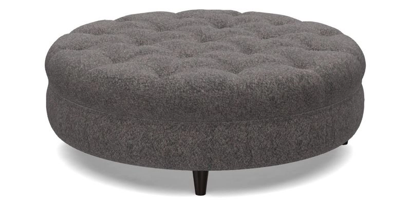 Helmsley Round Footstool in Linwood Omega Velvet Navy