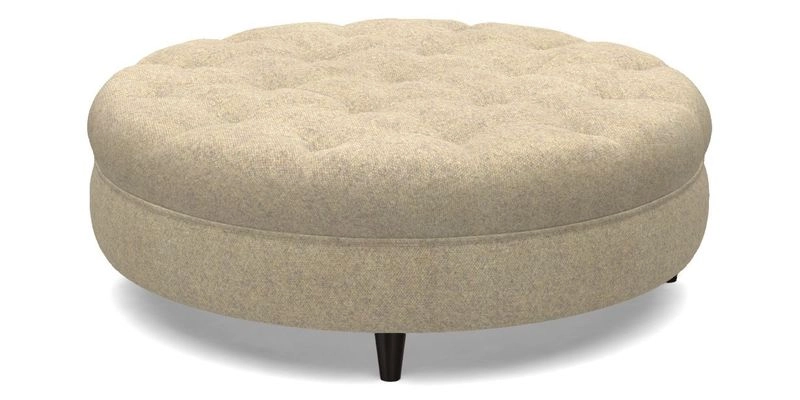 Helmsley Round Footstool in Linwood Omega Velvet Navy