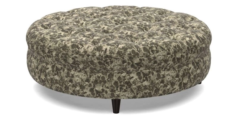 Helmsley Round Footstool in Linwood Omega Velvet Navy