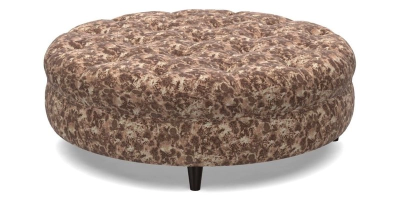 Helmsley Round Footstool in Linwood Omega Velvet Navy
