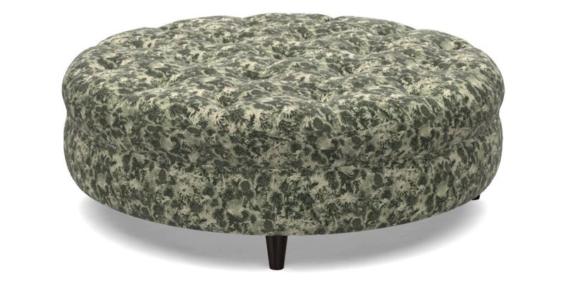 Helmsley Round Footstool in Linwood Omega Velvet Navy