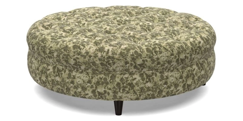 Helmsley Round Footstool in Linwood Omega Velvet Navy