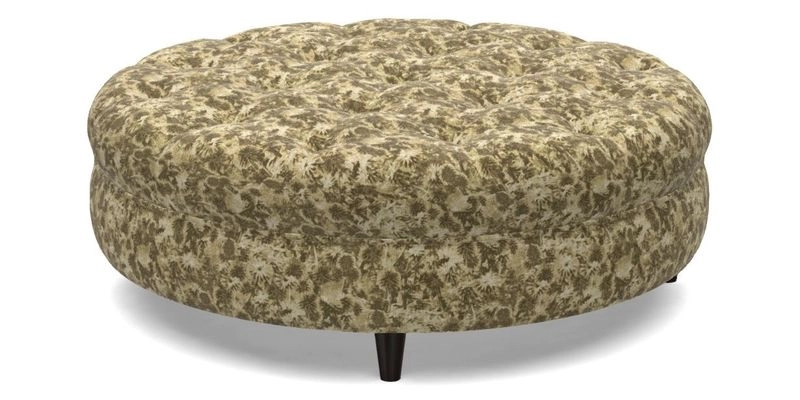 Helmsley Round Footstool in Linwood Omega Velvet Navy