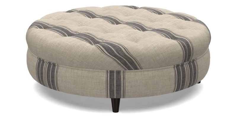 Helmsley Round Footstool in Linwood Omega Velvet Navy