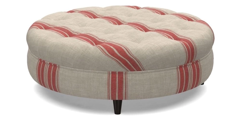 Helmsley Round Footstool in Linwood Omega Velvet Navy