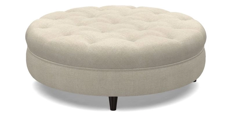 Helmsley Round Footstool in Linwood Omega Velvet Navy