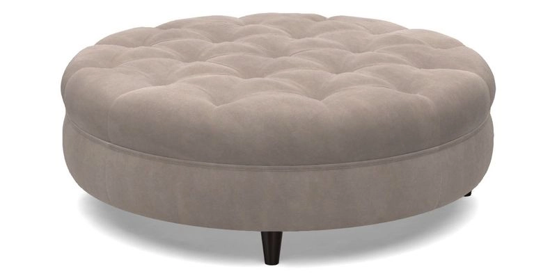 Helmsley Round Footstool in Linwood Omega Velvet Navy