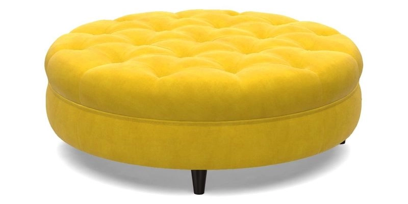Helmsley Round Footstool in Linwood Omega Velvet Navy