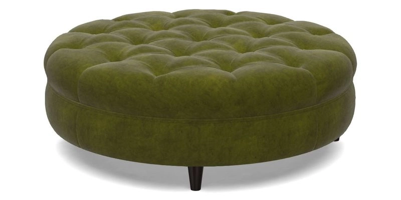 Helmsley Round Footstool in Linwood Omega Velvet Navy