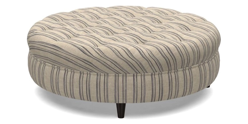 Helmsley Round Footstool in Linwood Omega Velvet Navy