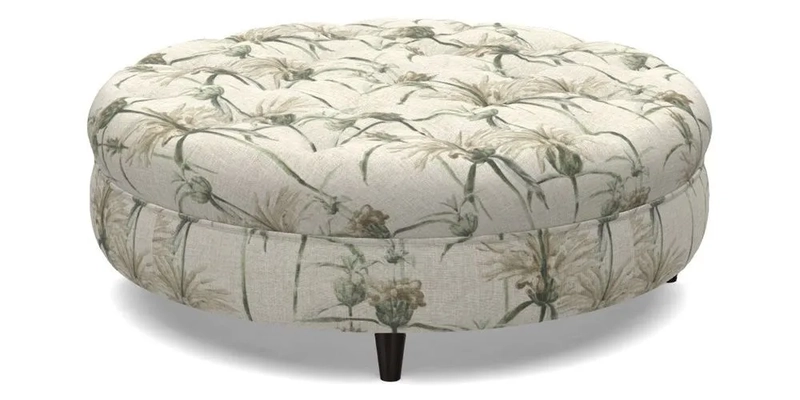 Helmsley Round Footstool in Linwood Omega Velvet Navy