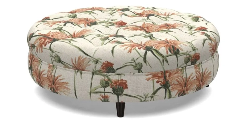 Helmsley Round Footstool in Linwood Omega Velvet Navy