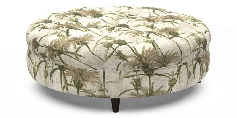 Helmsley Round Footstool in Linwood Omega Velvet Navy