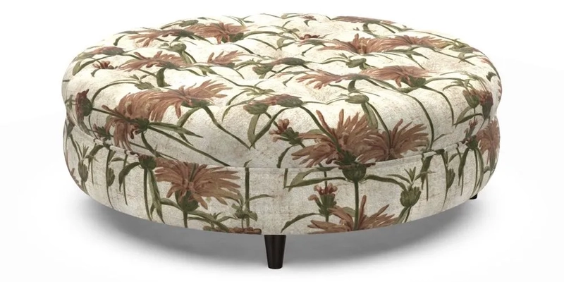 Helmsley Round Footstool in Linwood Omega Velvet Navy