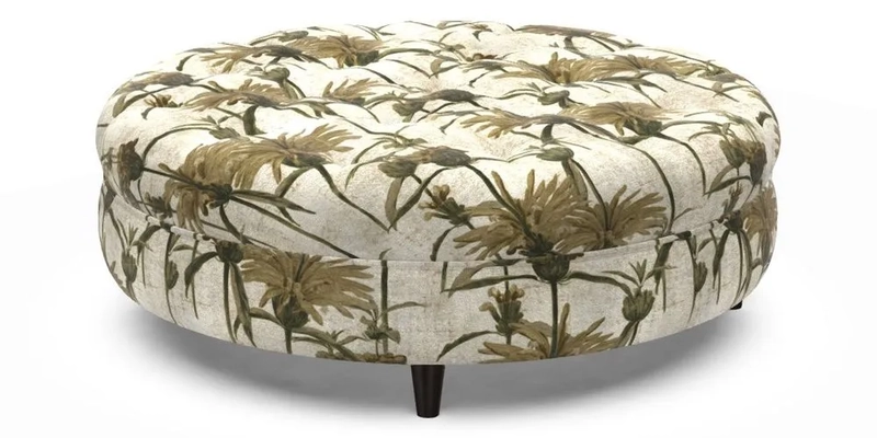 Helmsley Round Footstool in Linwood Omega Velvet Navy