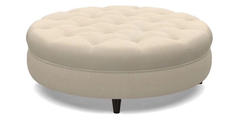 Helmsley Round Footstool in Linwood Omega Velvet Navy