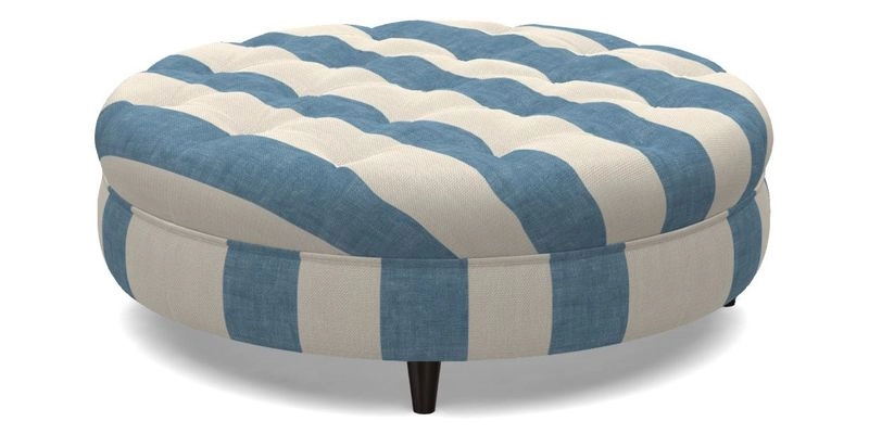 Helmsley Round Footstool in Linwood Omega Velvet Navy
