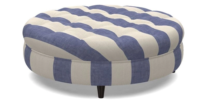 Helmsley Round Footstool in Linwood Omega Velvet Navy