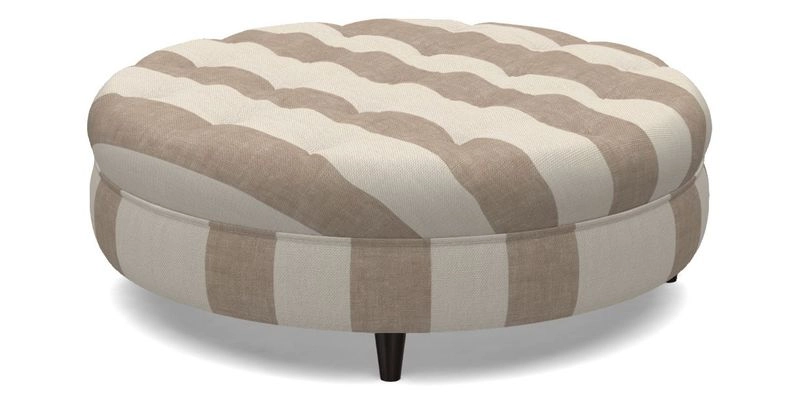 Helmsley Round Footstool in Linwood Omega Velvet Navy