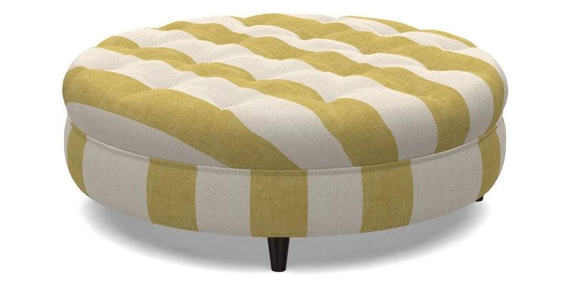 Helmsley Round Footstool in Linwood Omega Velvet Navy