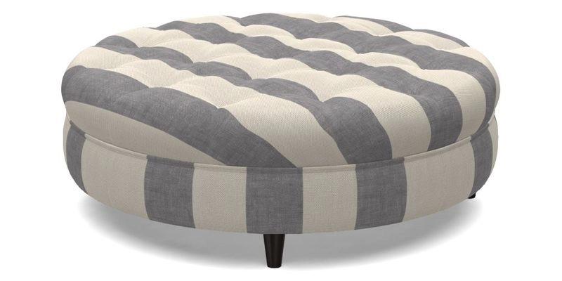 Helmsley Round Footstool in Linwood Omega Velvet Navy
