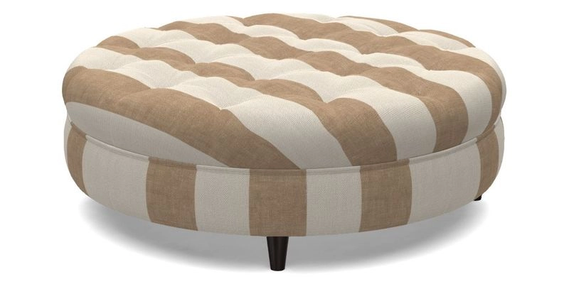 Helmsley Round Footstool in Linwood Omega Velvet Navy