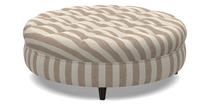 Helmsley Round Footstool in Linwood Omega Velvet Navy