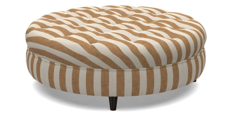 Helmsley Round Footstool in Linwood Omega Velvet Navy