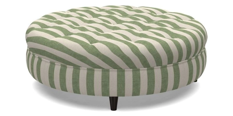 Helmsley Round Footstool in Linwood Omega Velvet Navy