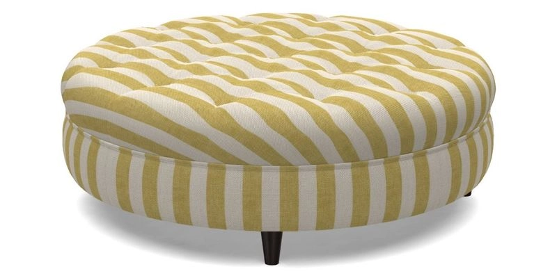 Helmsley Round Footstool in Linwood Omega Velvet Navy