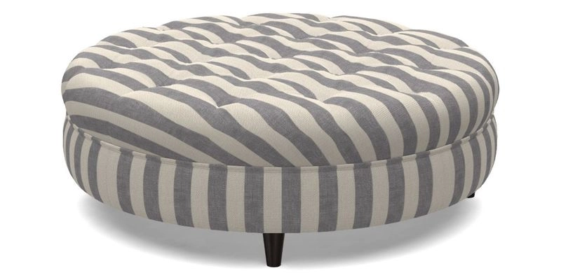 Helmsley Round Footstool in Linwood Omega Velvet Navy