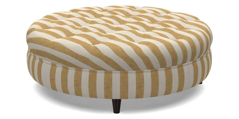 Helmsley Round Footstool in Linwood Omega Velvet Navy