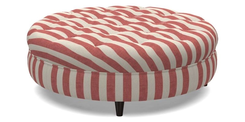 Helmsley Round Footstool in Linwood Omega Velvet Navy