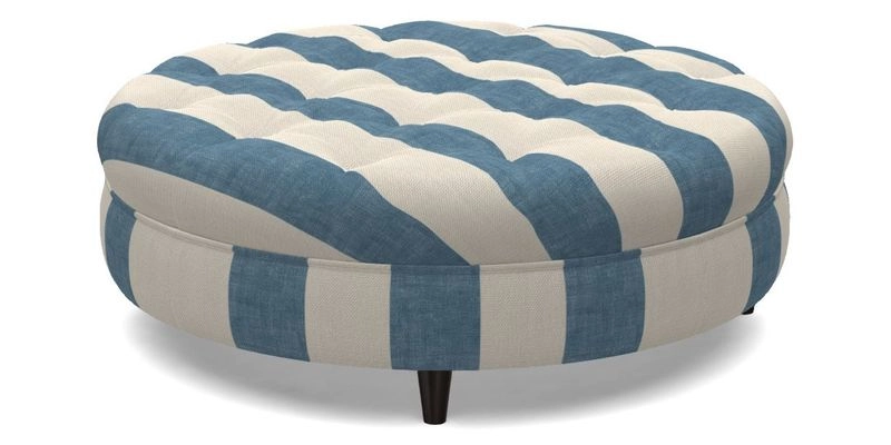 Helmsley Round Footstool in Linwood Omega Velvet Navy