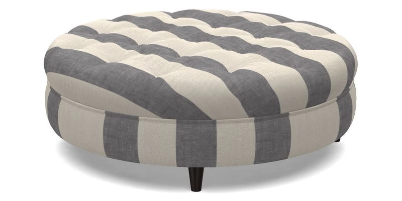 Helmsley Round Footstool in Linwood Omega Velvet Navy
