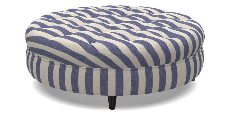 Helmsley Round Footstool in Linwood Omega Velvet Navy