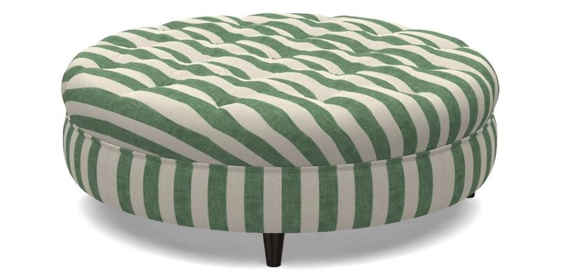 Helmsley Round Footstool in Linwood Omega Velvet Navy