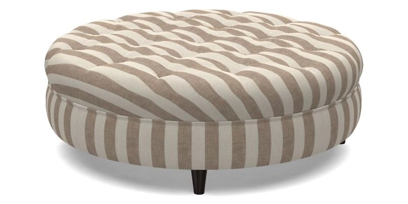 Helmsley Round Footstool in Linwood Omega Velvet Navy