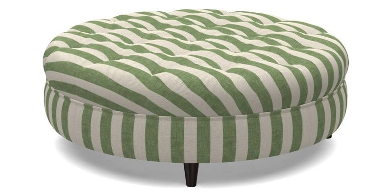 Helmsley Round Footstool in Linwood Omega Velvet Navy