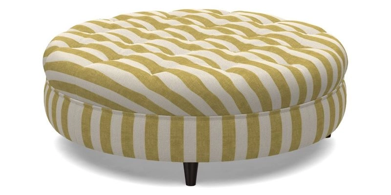Helmsley Round Footstool in Linwood Omega Velvet Navy