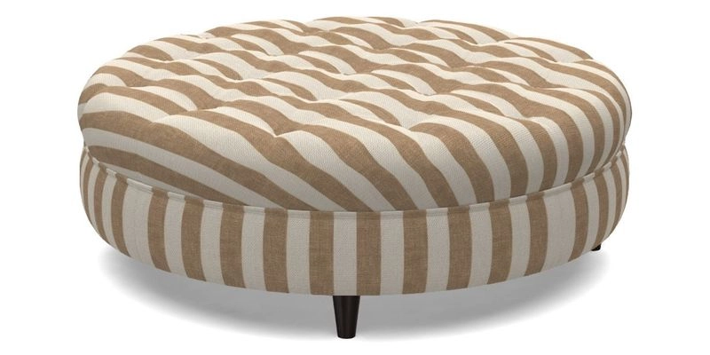 Helmsley Round Footstool in Linwood Omega Velvet Navy
