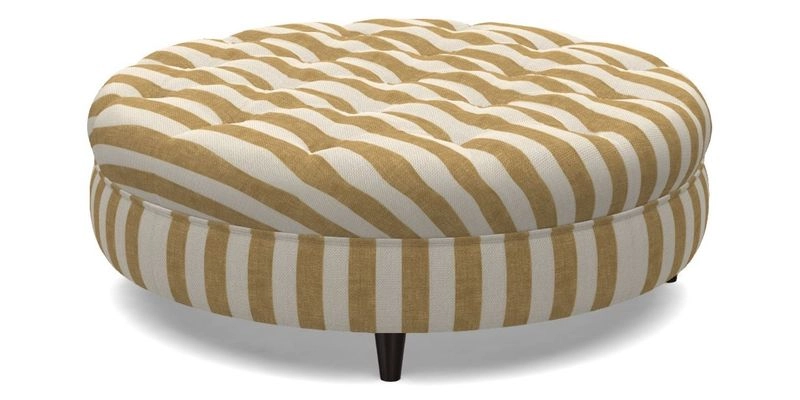 Helmsley Round Footstool in Linwood Omega Velvet Navy
