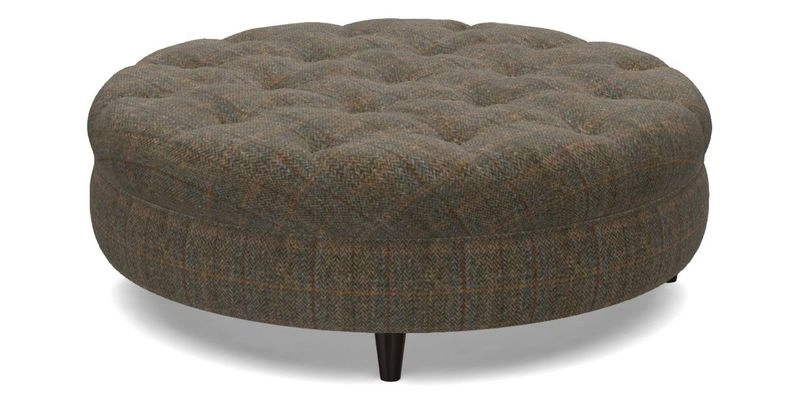 Helmsley Round Footstool in Linwood Omega Velvet Navy